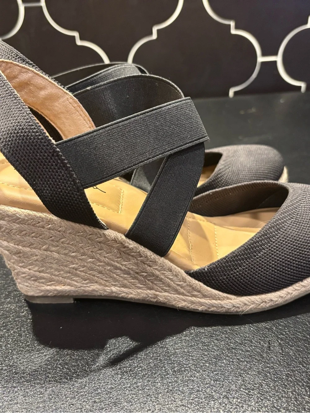 Stelle Black Crisscross Wedge Espadrilles by Me Too Size 8 NWOT!!
